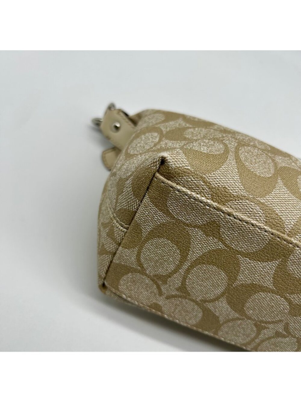 Coach Legacy Beige Canvas Signature Stripe Top Handle Bag - Picture 7 of 10
